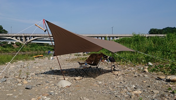 アウトドア テント/タープ 小川タープ「システムタープ ペンタ3×3」の使い勝手をデイキャン 