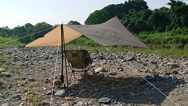 アウトドア テント/タープ 小川タープ「システムタープ ペンタ3×3」の使い勝手をデイキャン 